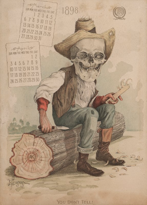Wyrzeźbienie kawałka drewna, ilustracja do kalendarza antykamnijskiego autorstwa Louis Crucius or Crusuius