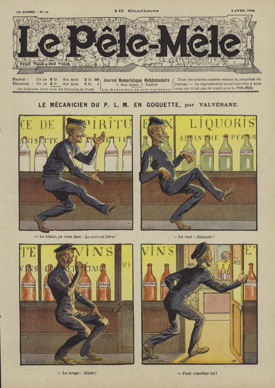 Mechanik PLM na szale. Ilustracja do Le Pele-Mele, 1906 autorstwa Louis Denis Valverane