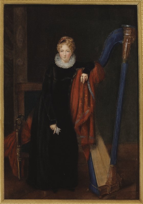 Portret damy z harfą autorstwa Louis Francois Aubry