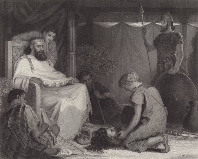Dawid przyprowadzony przed Saula autorstwa Louis John Rhead