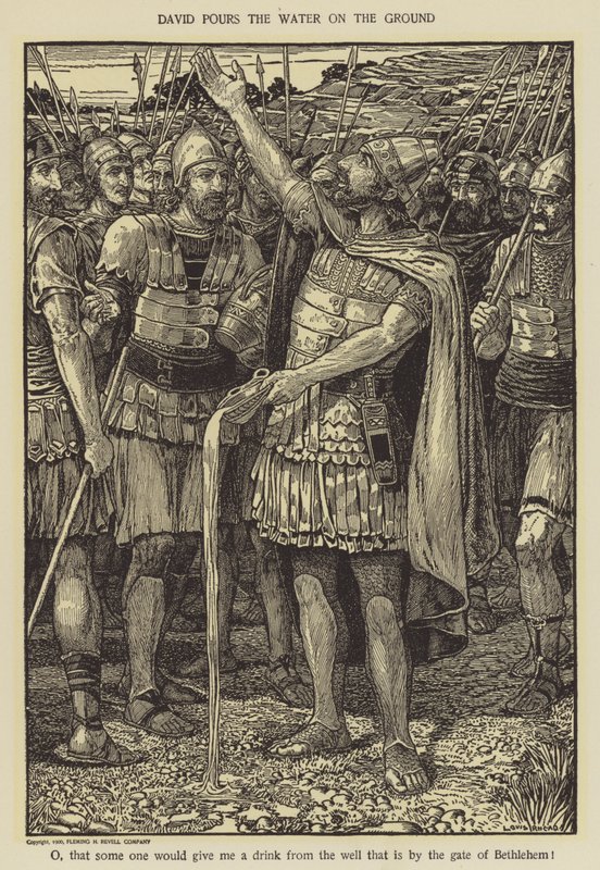 Dawid wylewa wodę na ziemię autorstwa Louis John Rhead