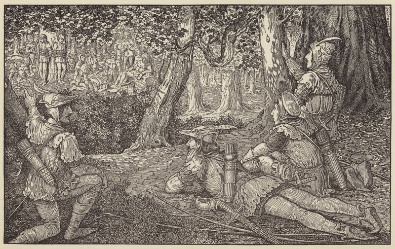 Wypatrzyłem grupę leśników i dwóch jeńców autorstwa Louis John Rhead