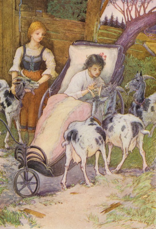Ilustracja do Heidi autorstwa Johanny Spyri (kolorowa litografia) autorstwa Louis John Rhead