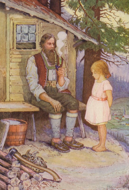 Ilustracja do Heidi autorstwa Johanny Spyri (kolorowa litografia) autorstwa Louis John Rhead