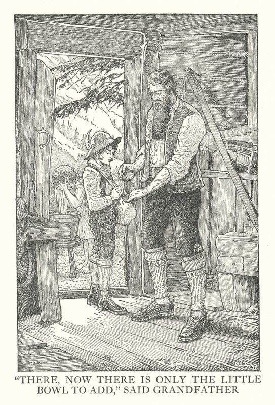 Ilustracja do Heidi autorstwa Johanny Spyri (litografia) autorstwa Louis John Rhead
