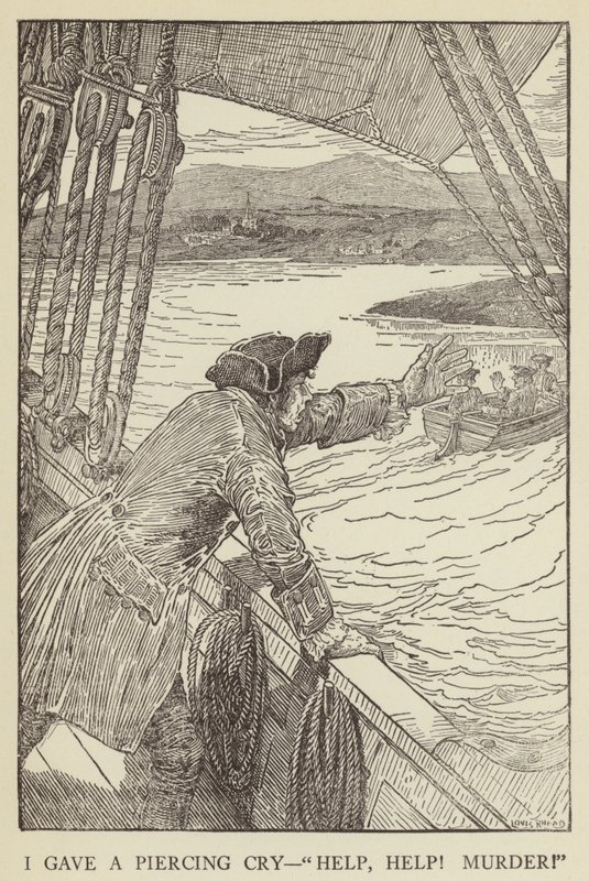 Ilustracja do filmu Porwana autorstwa Roberta Louisa Stevensona autorstwa Louis John Rhead