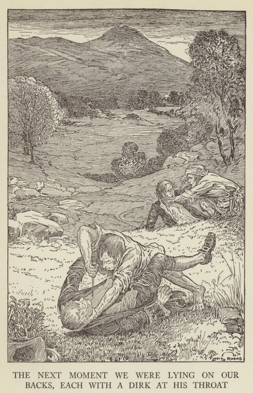 Ilustracja do filmu Porwana autorstwa Roberta Louisa Stevensona autorstwa Louis John Rhead