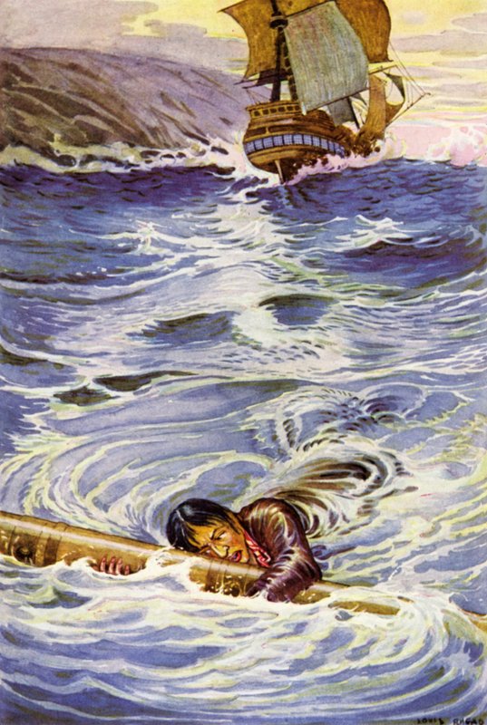 Ilustracja do filmu Porwana autorstwa Roberta Louisa Stevensona autorstwa Louis John Rhead