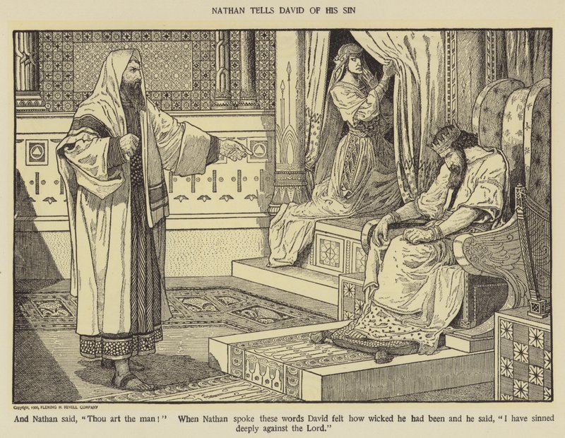 Natan mówi Dawidowi o swoim grzechu autorstwa Louis John Rhead
