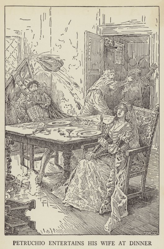 Petruchio zabawia swoją żonę na kolacji autorstwa Louis John Rhead