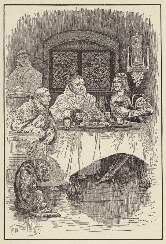 Przeor Wilhelm zapewnia ucztę dla króla i biskupa autorstwa Louis John Rhead