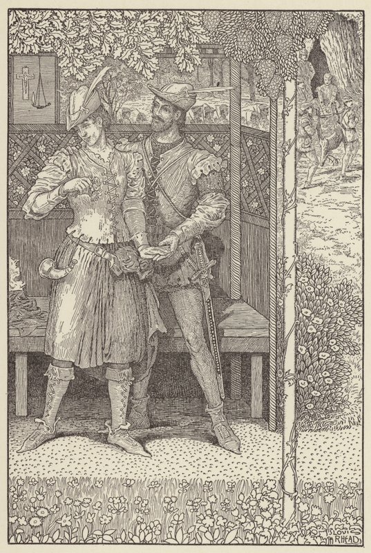 Robin Hood i Marian w altanie autorstwa Louis John Rhead