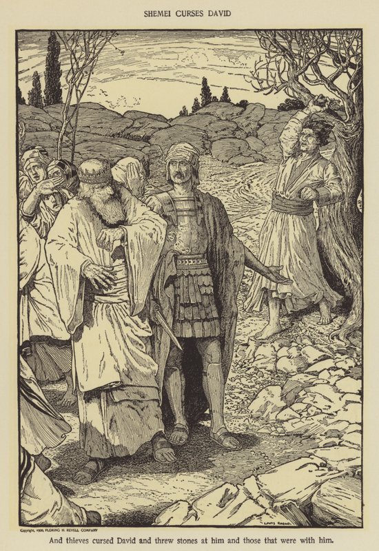 Shimei przeklina Davida autorstwa Louis John Rhead