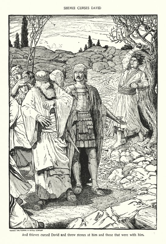 Szimei przeklina Dawida (litografia) autorstwa Louis John Rhead