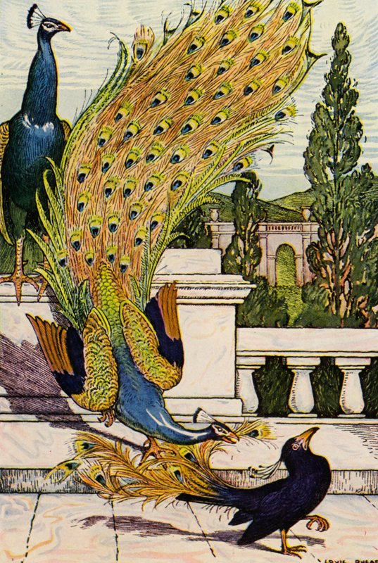 Paw i sroka (kolorowa litografia) autorstwa Louis John Rhead