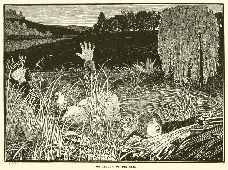 Slough of Despond (rycina) autorstwa Louis John Rhead