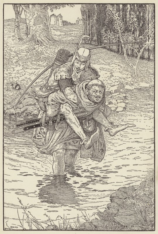Zakonnik wziął Robina na plecy autorstwa Louis John Rhead