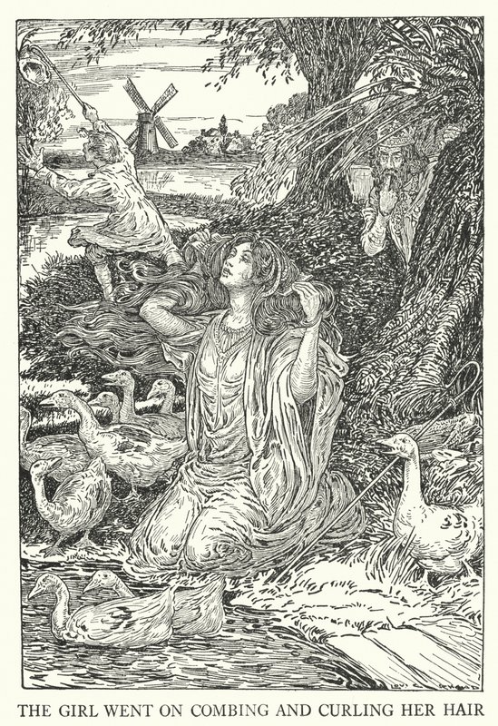 Dziewczyna dalej czesała i kręciła włosy (lito) autorstwa Louis John Rhead