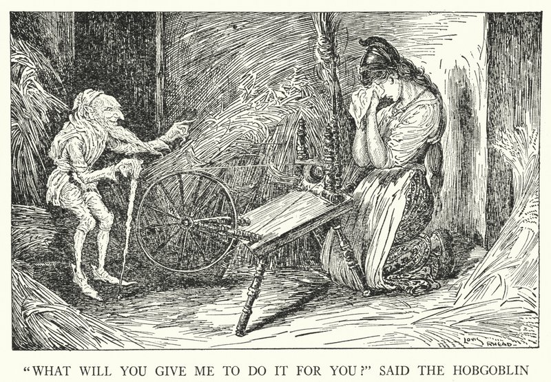 „Co dasz mi, żebym to dla ciebie zrobił?” powiedział Hobgoblin (lito) autorstwa Louis John Rhead