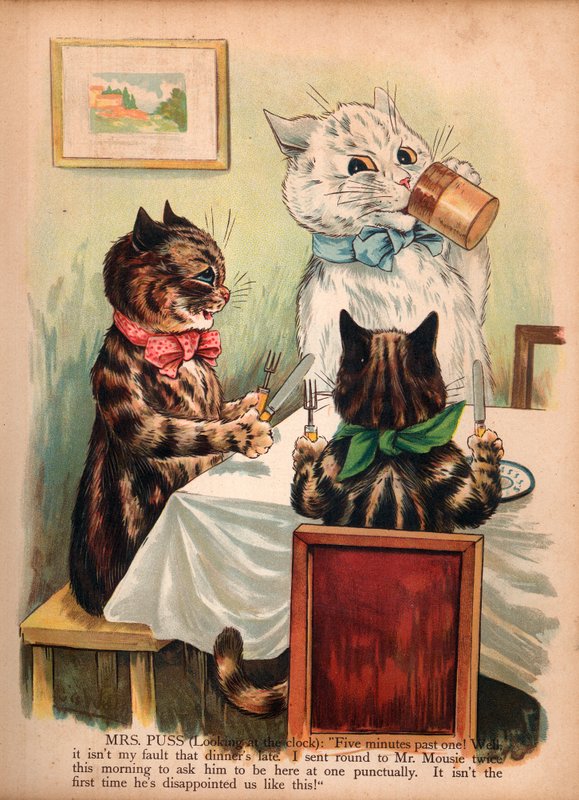 Koty Louisa Waina (chromolitho) autorstwa Louis Wain