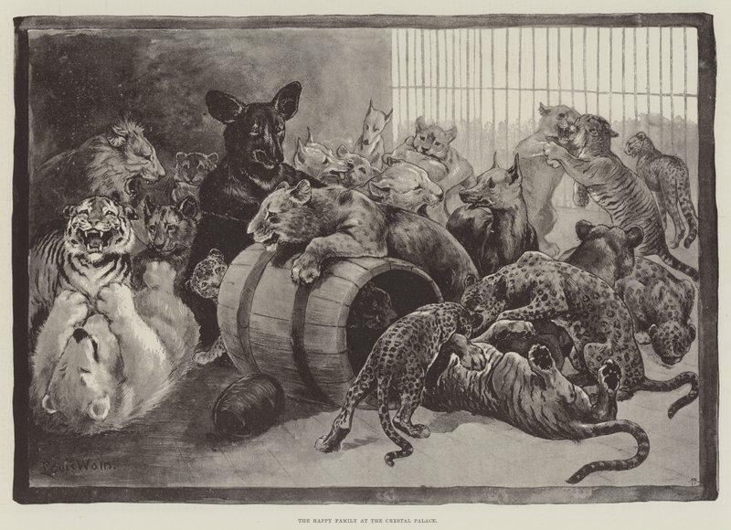 Szczęśliwa rodzina w Kryształowym Pałacu autorstwa Louis Wain