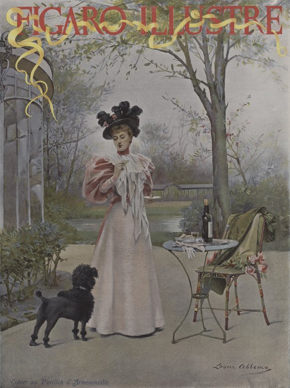 Smakuj w Pavillon dArmenonville (Degustacja w Pavillon dArmenonville). Okładka Le Figaro Illustre, maj 1895 autorstwa Louise Abbéma