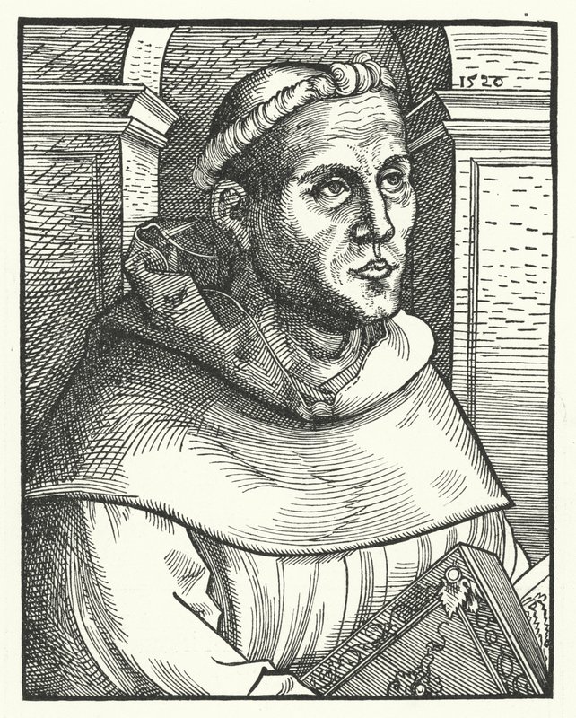Marcin Luter jako mnich augustiański (rycina) autorstwa Lucas the Elder (after) Cranach