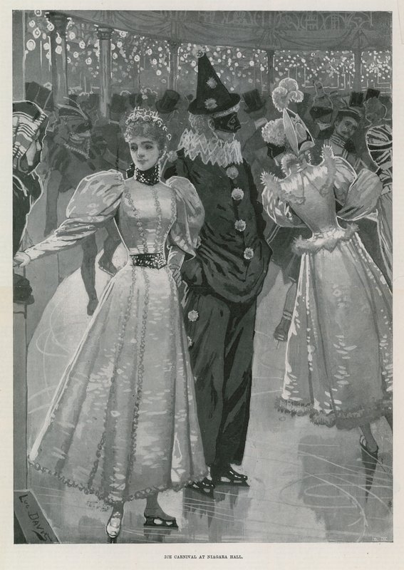 Karnawał na lodzie w Niagara Hall, Westminster London (litografia) autorstwa Lucien Davis