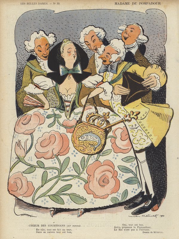 Madame De Pompadour, ilustracja do Le Rire autorstwa Lucien Metivet