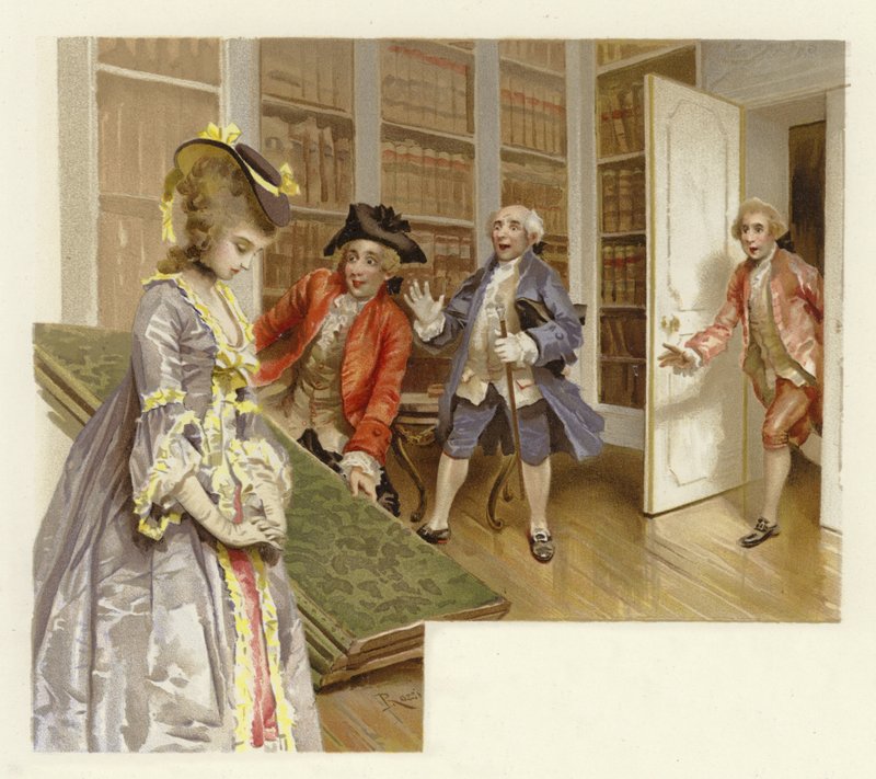 Ilustracja do Szkoły skandalu (chromolitho) autorstwa Lucius Rossi