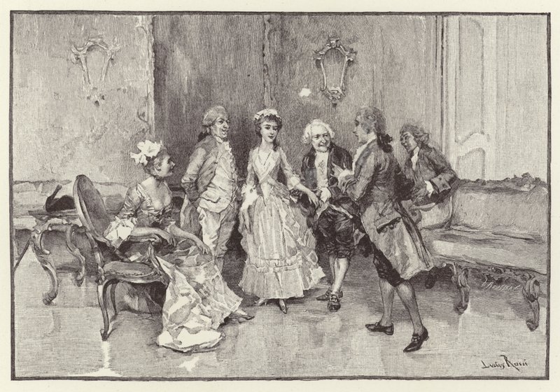 Ilustracja do Szkoły skandalu (chromolitho) autorstwa Lucius Rossi