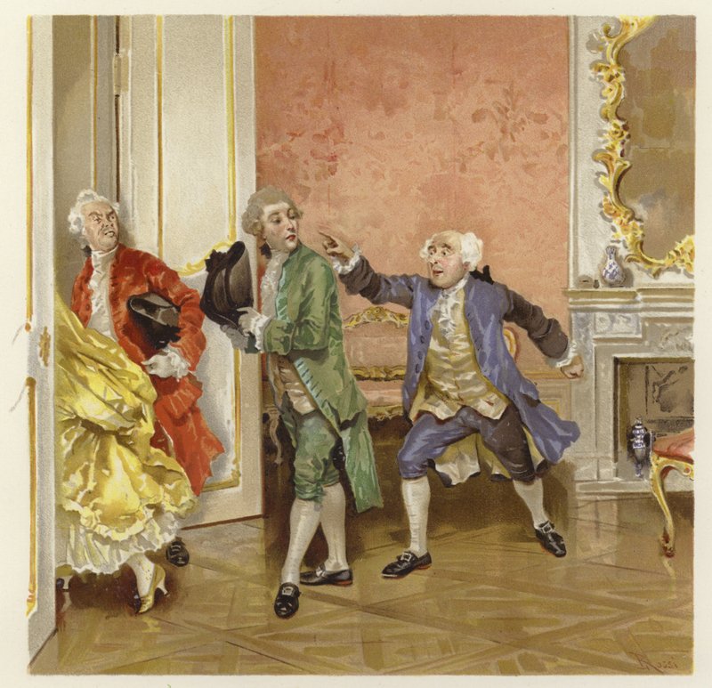 Ilustracja do Szkoły skandalu (chromolitho) autorstwa Lucius Rossi