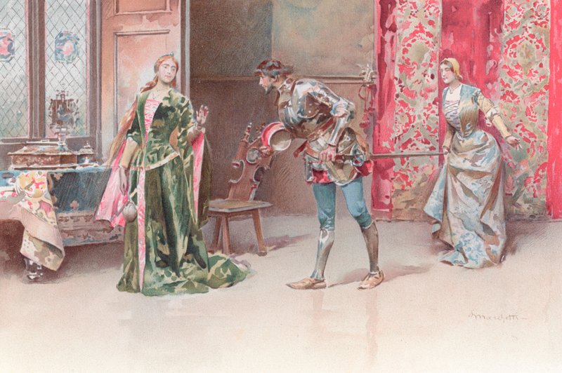 Ilustracja do Otella Szekspira (chromolitho) autorstwa Ludovico Marchetti