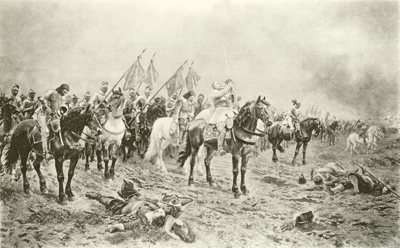 Gustavus Adolphus przed bitwą pod Lutzen (wklęsłodruk) autorstwa Ludwig Braun