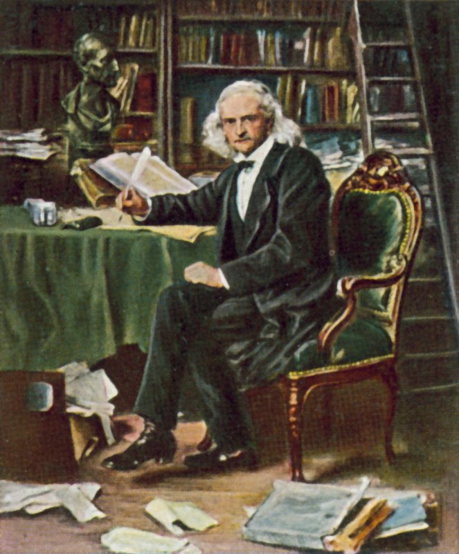 Theodor Mommsen, niemiecki badacz klasyczny, historyk i pisarz (kolorowa litografia) autorstwa Ludwig Knaus