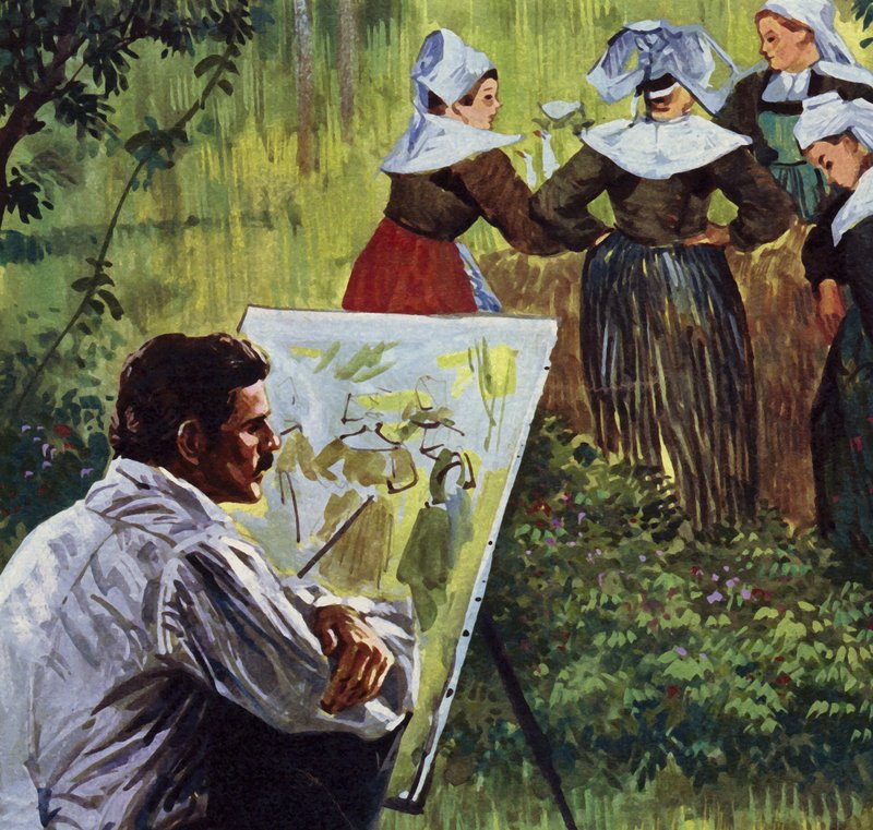 Cezanne zainspirował go do malowania kolorowych bretońskich pejzaży (litografia barwna). autorstwa Luis Arcas Brauner