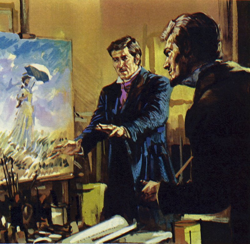 Renoir pracował u boku swojego przyjaciela Moneta, rozwijając styl malarstwa znany jako impresjonizm (litografia barwna). autorstwa Luis Arcas Brauner