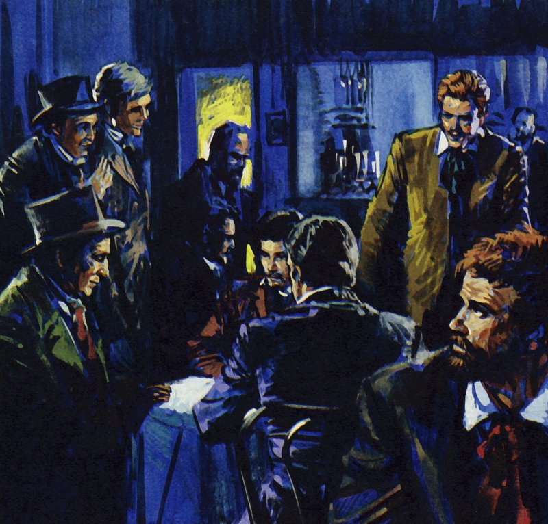 Cafe Guerbois stała się miejscem spotkań przyjaciół Renoira (kolorowa litografia) autorstwa Luis Arcas Brauner