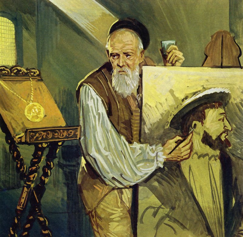 Tycjan namalował portret króla Francji Franciszka I na podstawie medalu (kolorowa litografia) autorstwa Luis Arcas Brauner