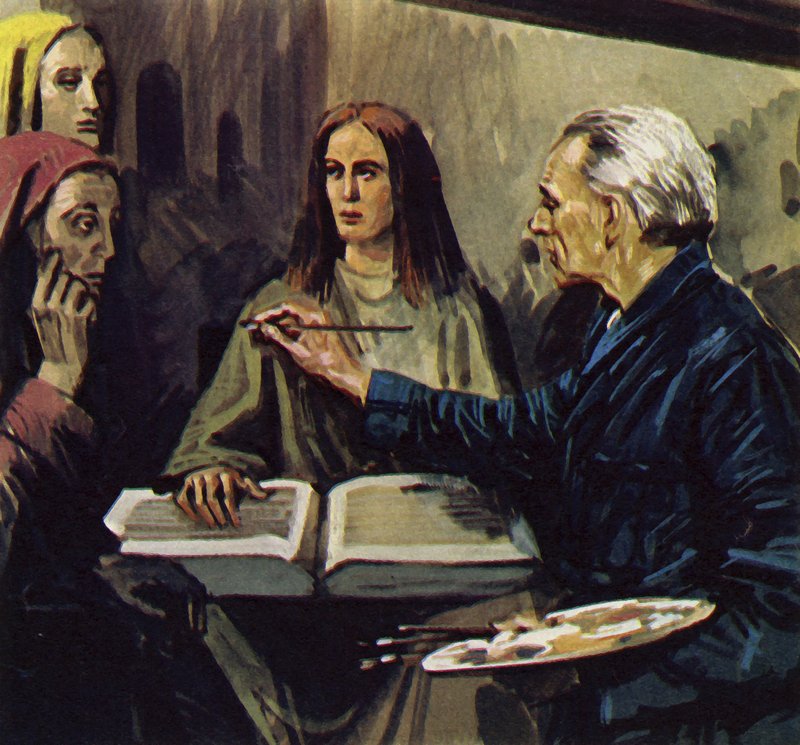 Van Meegeren był w stanie udowodnić, że sfałszował obrazy (kolorowa litografia) autorstwa Luis Arcas Brauner