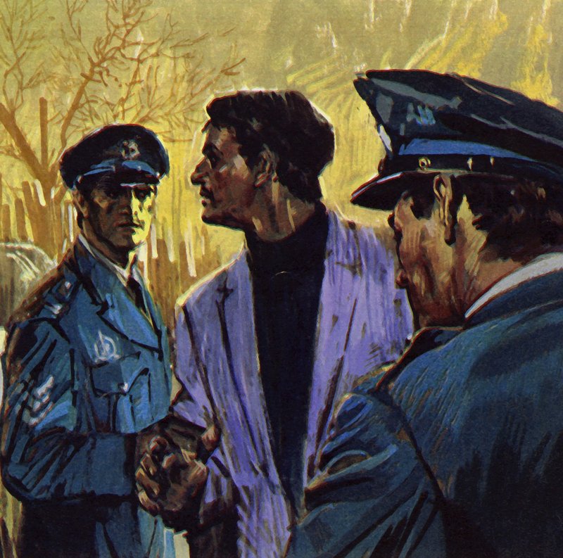 Van Meegeren został oskarżony o sprzedaż obrazów nazistom podczas wojny (kolorowa litografia) autorstwa Luis Arcas Brauner