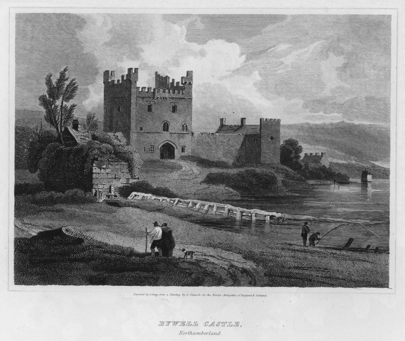 Zamek Bywell, Northumberland (grafika) autorstwa Luke (after) Clennell