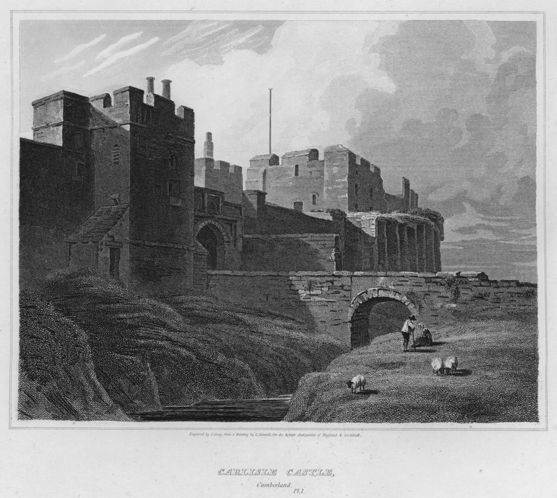 Zamek Carlisle, Cumberland (grawerowanie) autorstwa Luke (after) Clennell
