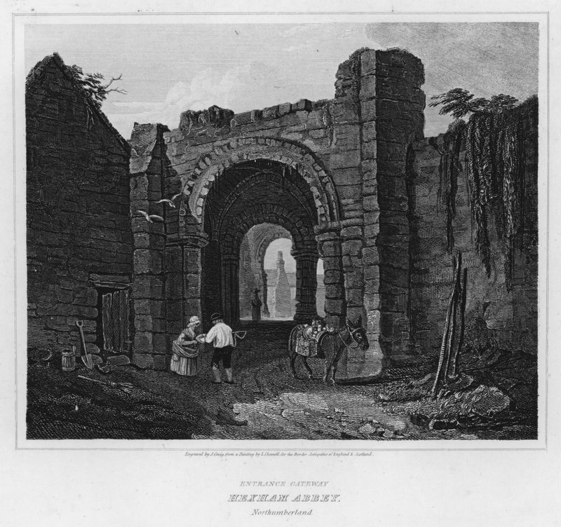 Brama wejściowa, Opactwo Hexham, Northumberland (rycina) autorstwa Luke (after) Clennell
