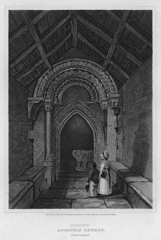 Wejście do kościoła Aspatria, Cumberland (grafika) autorstwa Luke (after) Clennell