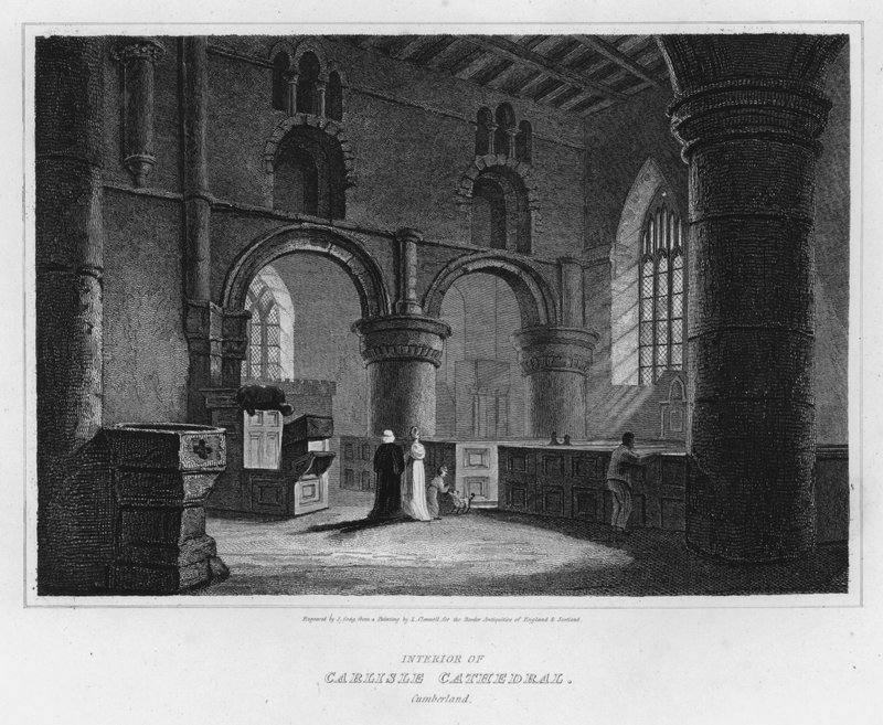 Wnętrze katedry Carlisle, Cumberland (grawerowanie) autorstwa Luke (after) Clennell