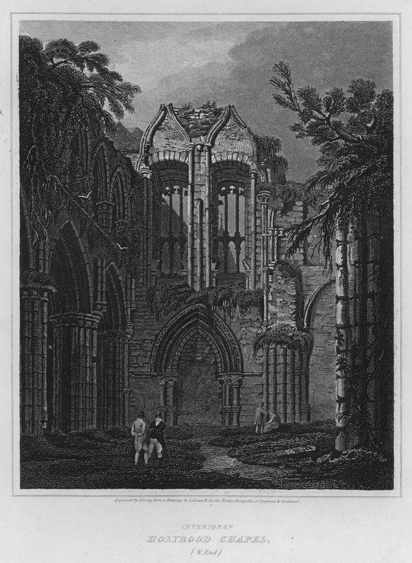 Wnętrze kaplicy Holyrood, West End (rycina) autorstwa Luke (after) Clennell