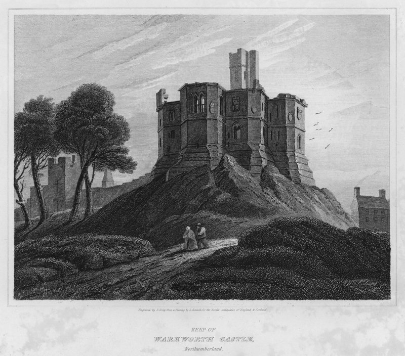 Zamek Warkworth, Northumberland (rycina) autorstwa Luke (after) Clennell