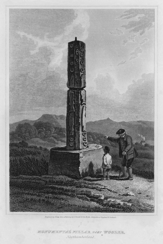 Monumental Pillar, niedaleko Wooler, Northumberland (rycina) autorstwa Luke (after) Clennell