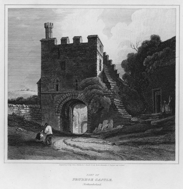 Część zamku Prudhoe w Northumberland (rycina) autorstwa Luke (after) Clennell